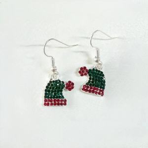 Christmas hat with diamond studded earrings