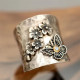 Wide Butterfly Flower Diamond Set Ring