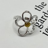 Flower antique silver antique geometric ring