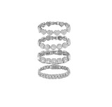 Round, Square, Heart shaped Love 4 Set Hip Hop Cuban Chain Quadrilateral, Diamond studded Bracelet
