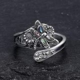 Bohemian Turquoise Dragonfly Sunflower Wrapped Ring