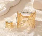 Punch pattern leaf bracelet ring set