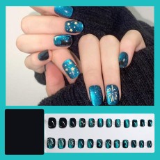 Handmade wearable nail art with silver glitter butterfly nail patches and wearable nail patches (including glue)