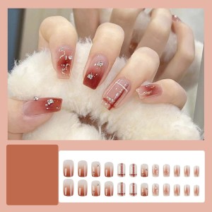 Handmade wearable nail art with silver glitter butterfly nail patches and wearable nail patches (including glue)