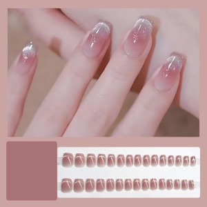 Handmade wearable nail art with silver glitter butterfly nail patches and wearable nail patches (including glue)