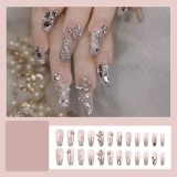 Handmade wearable nail art with silver glitter butterfly nail patches and wearable nail patches (including glue)