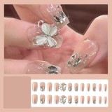 Handmade wearable nail art with silver glitter butterfly nail patches and wearable nail patches (including glue)