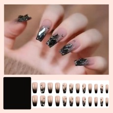 Handmade wearable nail art with silver glitter butterfly nail patches and wearable nail patches (including glue)