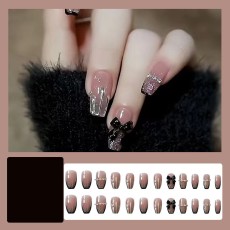 Handmade wearable nail art with silver glitter butterfly nail patches and wearable nail patches (including glue)