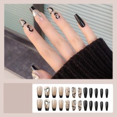 Handmade wearable nail art with silver glitter butterfly nail patches and wearable nail patches (including glue)