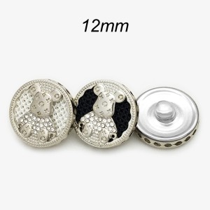 12MM Metal Diamond Bear snap button charms