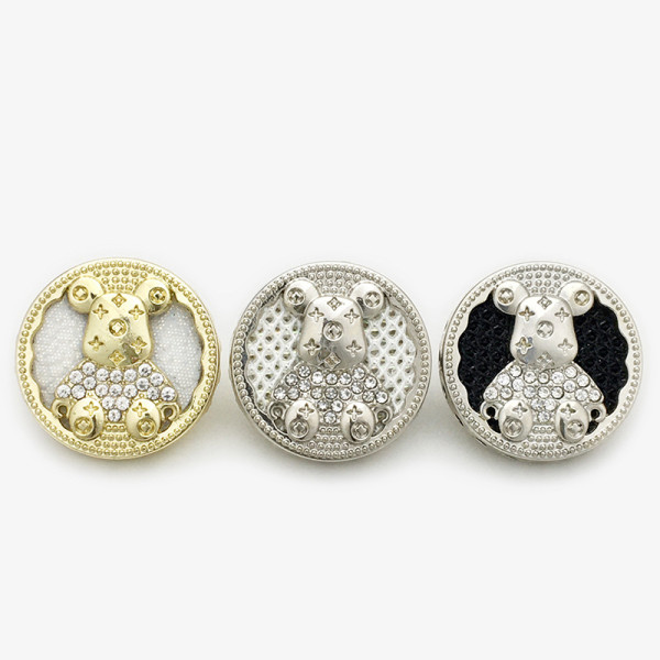 20MM Metal Diamond Bear snap button charms