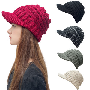 Duck tongue cap, warm knit yarn cap