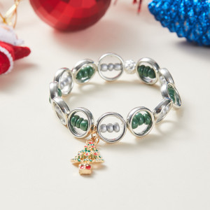 Christmas bead Christmas tree alloy elastic bracelet