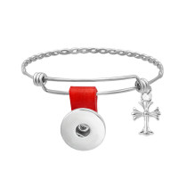 Genuine Leather Stainless Steel Cross Bracelet fit snaps jewelry