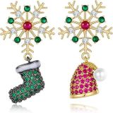 Christmas earrings, snowflakes, Christmas hats, festive atmosphere earrings