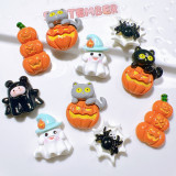 20MM Cute cartoon Halloween Pumpkin Ghost Cat Resin snap button charms