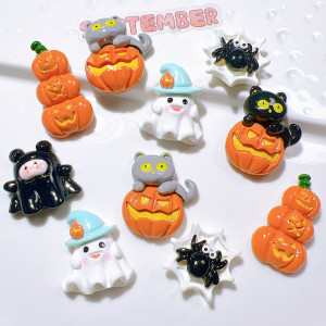 20MM Cute cartoon Halloween Pumpkin Ghost Cat Resin snap button charms