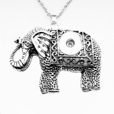 Metal elephant Pendant  Necklace for 20mm Snaps button jewelry wholesale