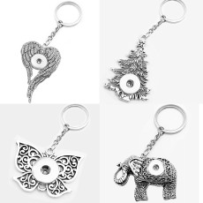 Alloy Christmas Tree Seahorse Starfish Elephant Love Wings Dragonfly Keychain fit  20MM Snaps button jewelry wholesale