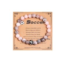 Sports Bracelet Pink Zebra Alloy Volleyball Baseball Basketball Braided Bracelet