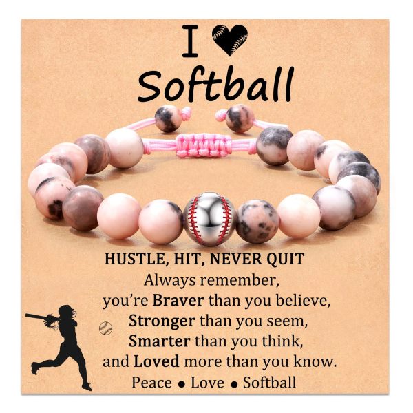Sports Bracelet Pink Zebra Alloy Volleyball Baseball Basketball Braided Bracelet