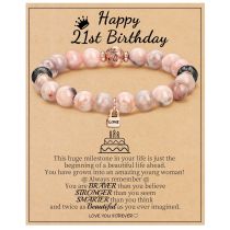 Handmade bead 8mm electroplated volcanic stone bracelet, natural stone powder zebra gold lock, birthday bracelet