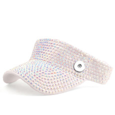 Fashionable hollow top diamond inlaid hat, rhinestone duckbill hat, tennis cap fit  20MM Snaps button jewelry wholesale