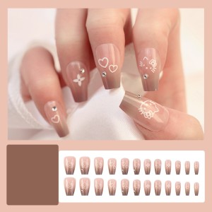 Handmade wearable nail art with silver glitter butterfly nail patches and wearable nail patches (including glue)