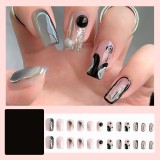 Handmade wearable nail art with silver glitter butterfly nail patches and wearable nail patches (including glue)