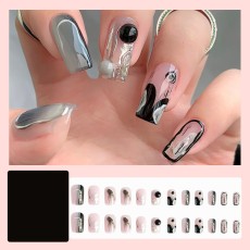 Handmade wearable nail art with silver glitter butterfly nail patches and wearable nail patches (including glue)