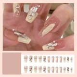 Handmade wearable nail art with silver glitter butterfly nail patches and wearable nail patches (including glue)