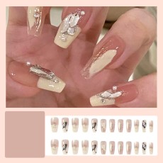 Handmade wearable nail art with silver glitter butterfly nail patches and wearable nail patches (including glue)