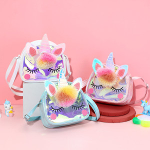 Unicorn children's crossbody bag TPU storage bag cartoon shoulder bag unicorn travel bag cute student