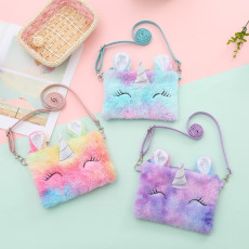 Unicorn shoulder bag, children's cartoon cute plush crossbody bag, coin purse, mermaid