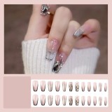 Handmade wearable nail art with silver glitter butterfly nail patches and wearable nail patches (including glue)