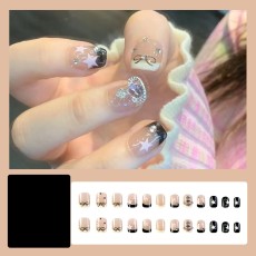 Handmade wearable nail art with silver glitter butterfly nail patches and wearable nail patches (including glue)
