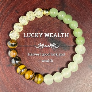 Natural Tiger Eye Stone Green Dongling Protein Stone Yellow Crystal Bracelet Gemstone Bracelet