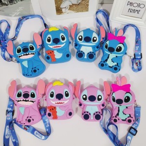 Children's bag, Stitch shoulder bag, coin purse, cute cartoon silicone bag