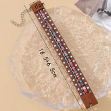Bohemian multi-layered ribbon woven leather bracelet