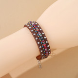 Bohemian multi-layered ribbon woven leather bracelet
