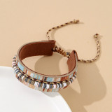 Bohemian multi-layered ribbon woven leather bracelet
