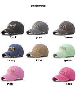 Cotton washed old big letter embroidered baseball cap, outdoor three-dimensional English duckbill cap hat