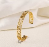 Stainless steel concave convex patterned open bracelet