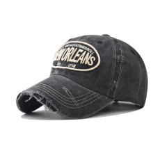 Cotton washed old big letter embroidered baseball cap, outdoor three-dimensional English duckbill cap hat