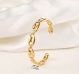 Stainless steel concave convex patterned open bracelet