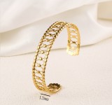 Stainless steel concave convex patterned open bracelet
