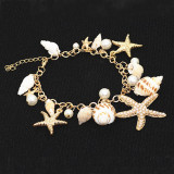 Bohemian Beach Shell Bracelet, Seaside Travel, Handmade Weaving, Adjustable Conch Bracelet