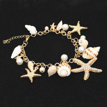 Bohemian Beach Shell Bracelet, Seaside Travel, Handmade Weaving, Adjustable Conch Bracelet