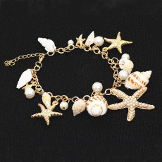 Bohemian Beach Shell Bracelet, Seaside Travel, Handmade Weaving, Adjustable Conch Bracelet